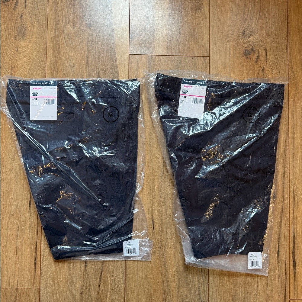 Girls French Toast Bermuda style navy shorts-  size 12 (2 pair)